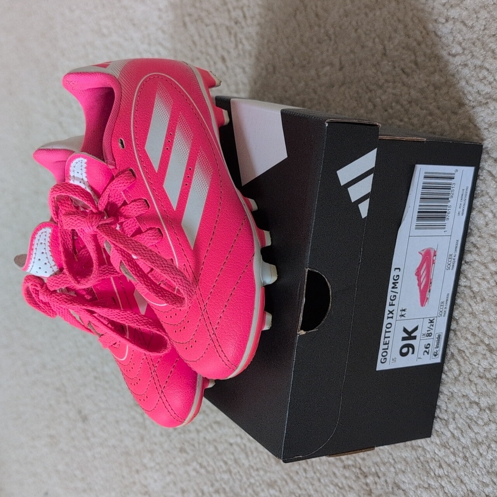 Adidas Kids Fuchsia and White Soccer Cleats Goletto Pink 9